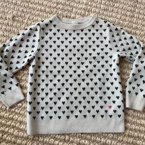 Bonton Cream Sweater with Black Heart Print